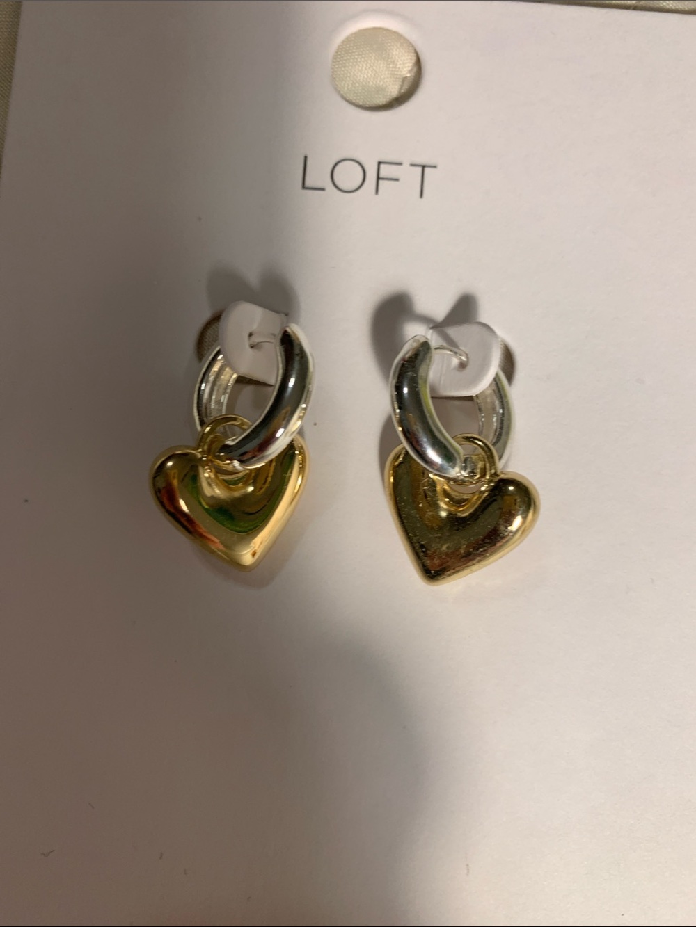 LOFT Two-Tone Heart Drop Earrings - Gold & Silver